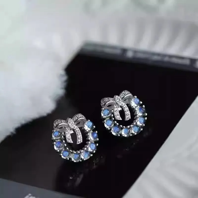 Charm Moonstone Earrings Silver Stud Earrings For Women