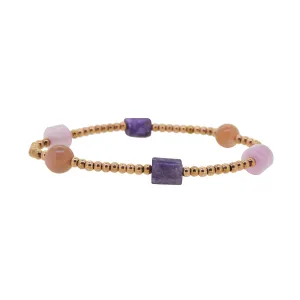 Charoite, Peach Moonstone, and Kunzite