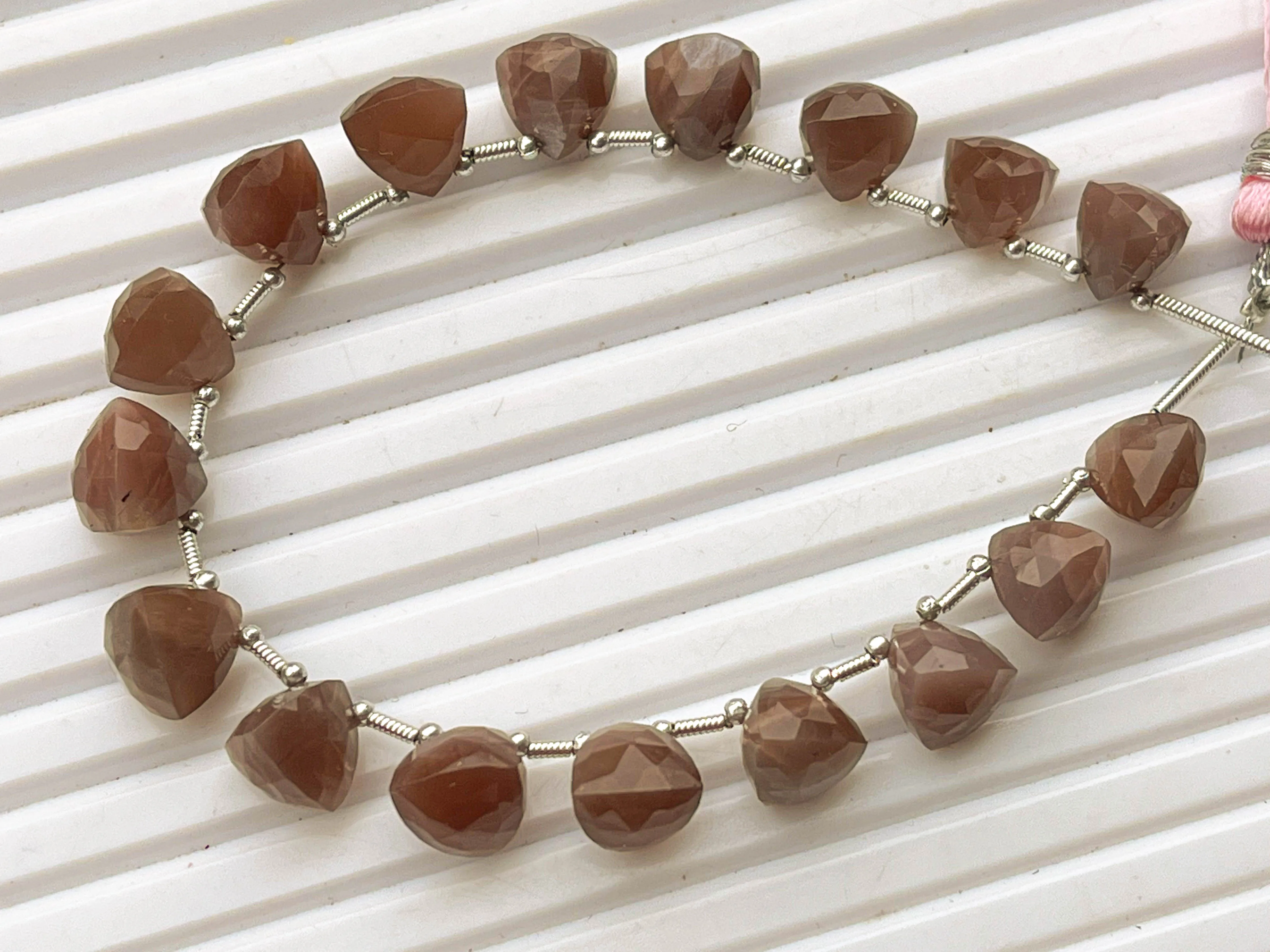 Chocolate Moonstone 3D Trillion Shape Beads