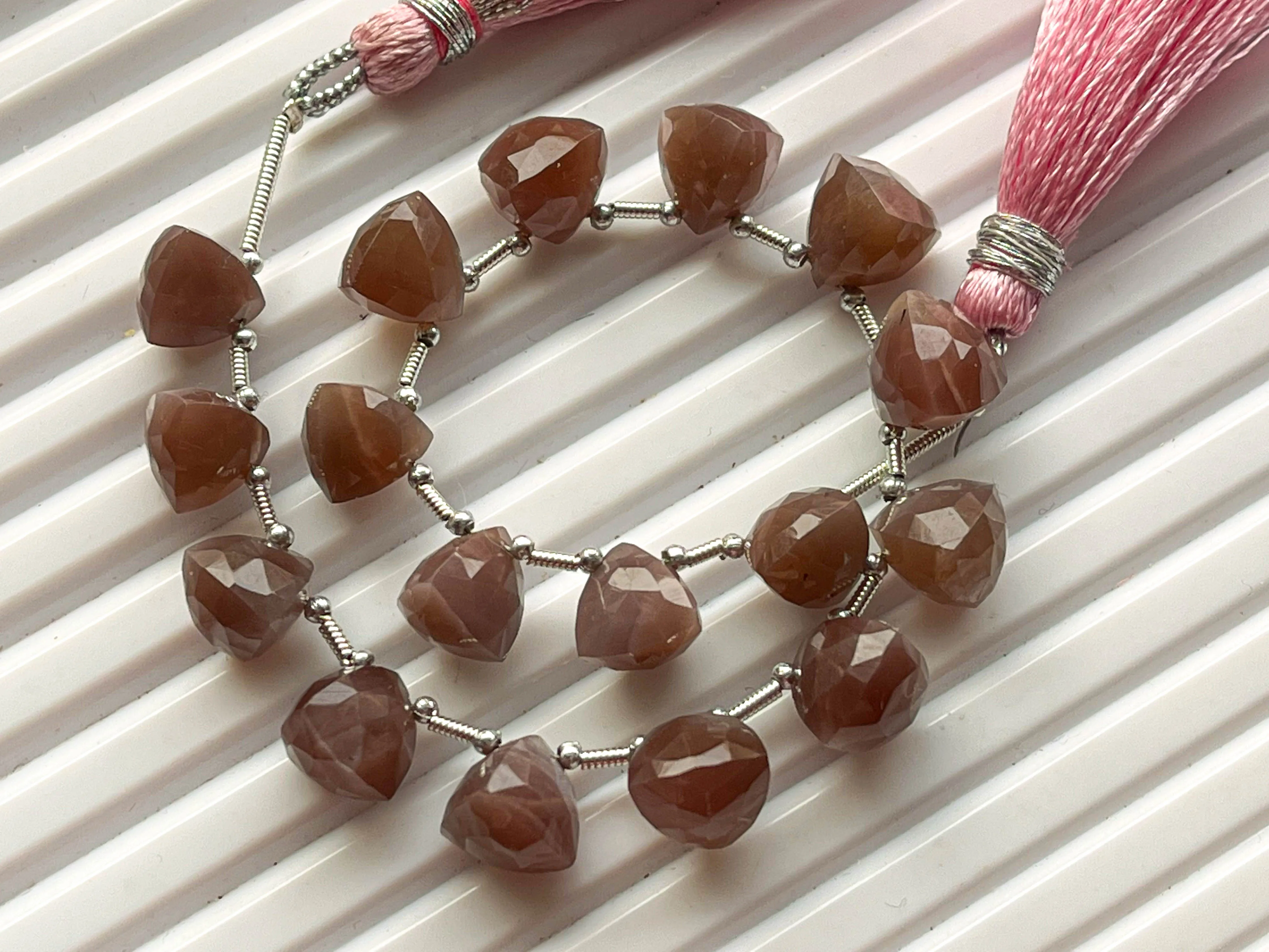 Chocolate Moonstone 3D Trillion Shape Beads