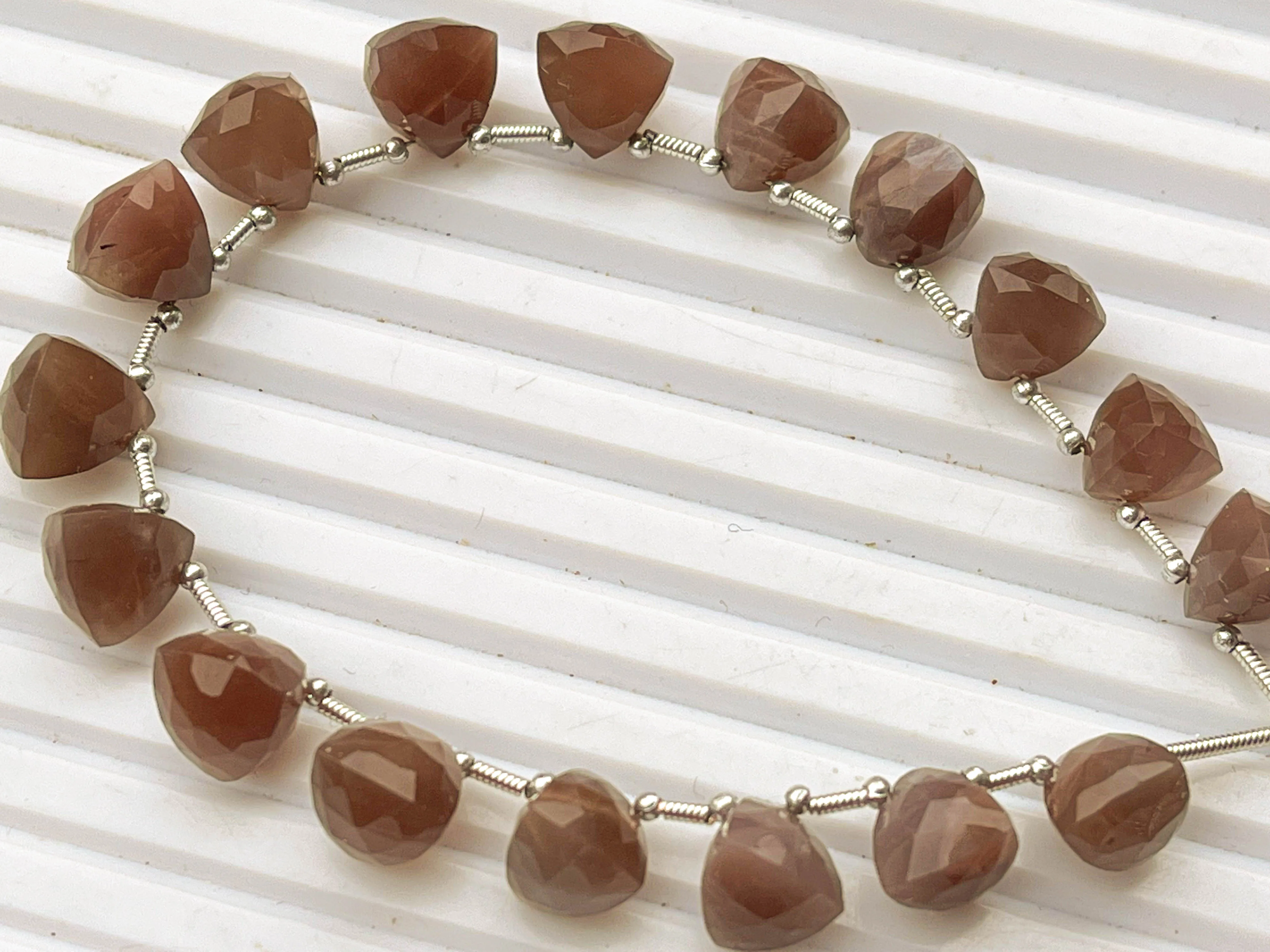 Chocolate Moonstone 3D Trillion Shape Beads