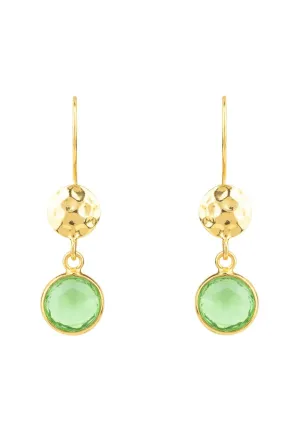 Circle & Hammer Earrings Gold Peridot