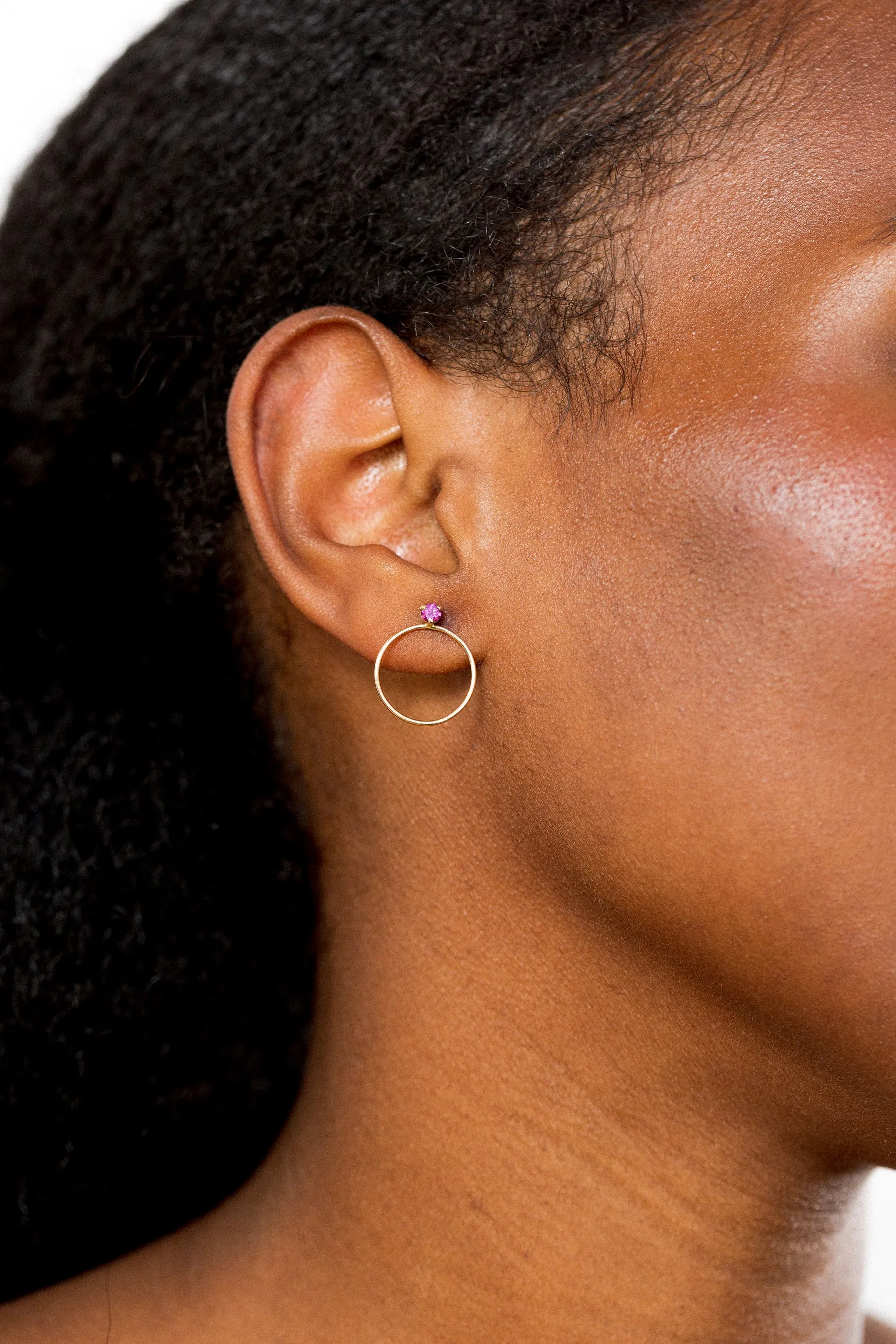Circle Stone Earrings - Medium