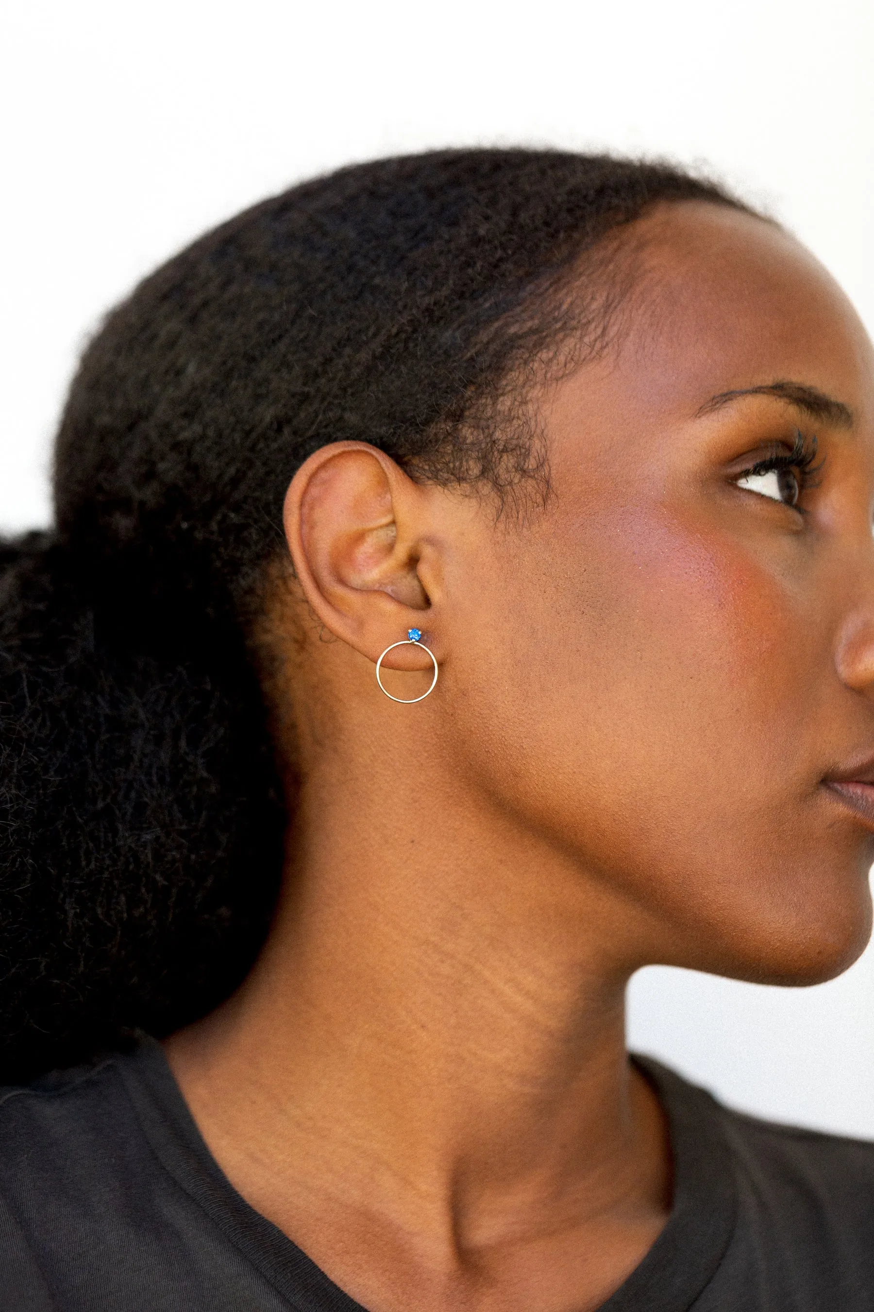 Circle Stone Earrings - Medium