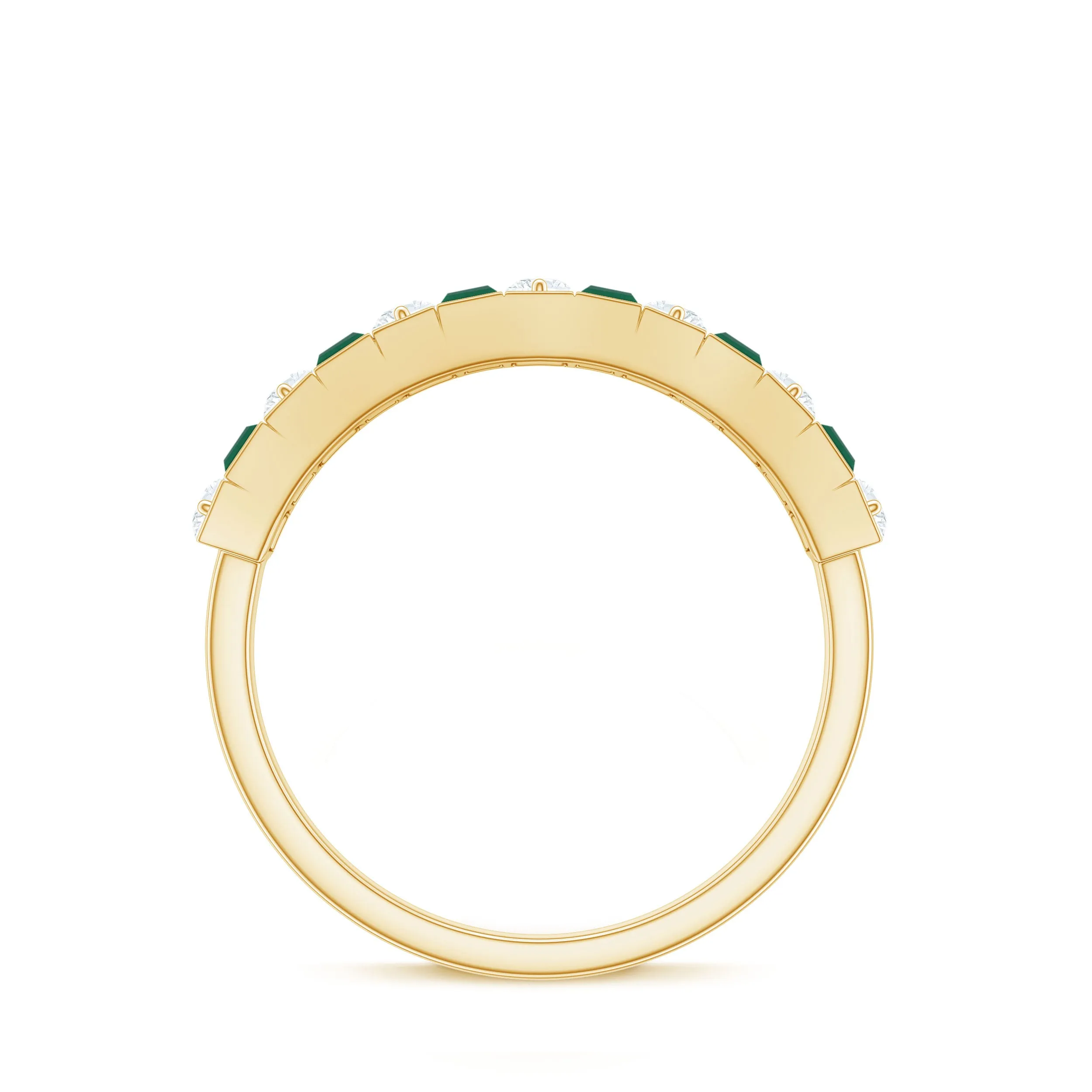 Classic Half Eternity Ring with Emerald and Diamond