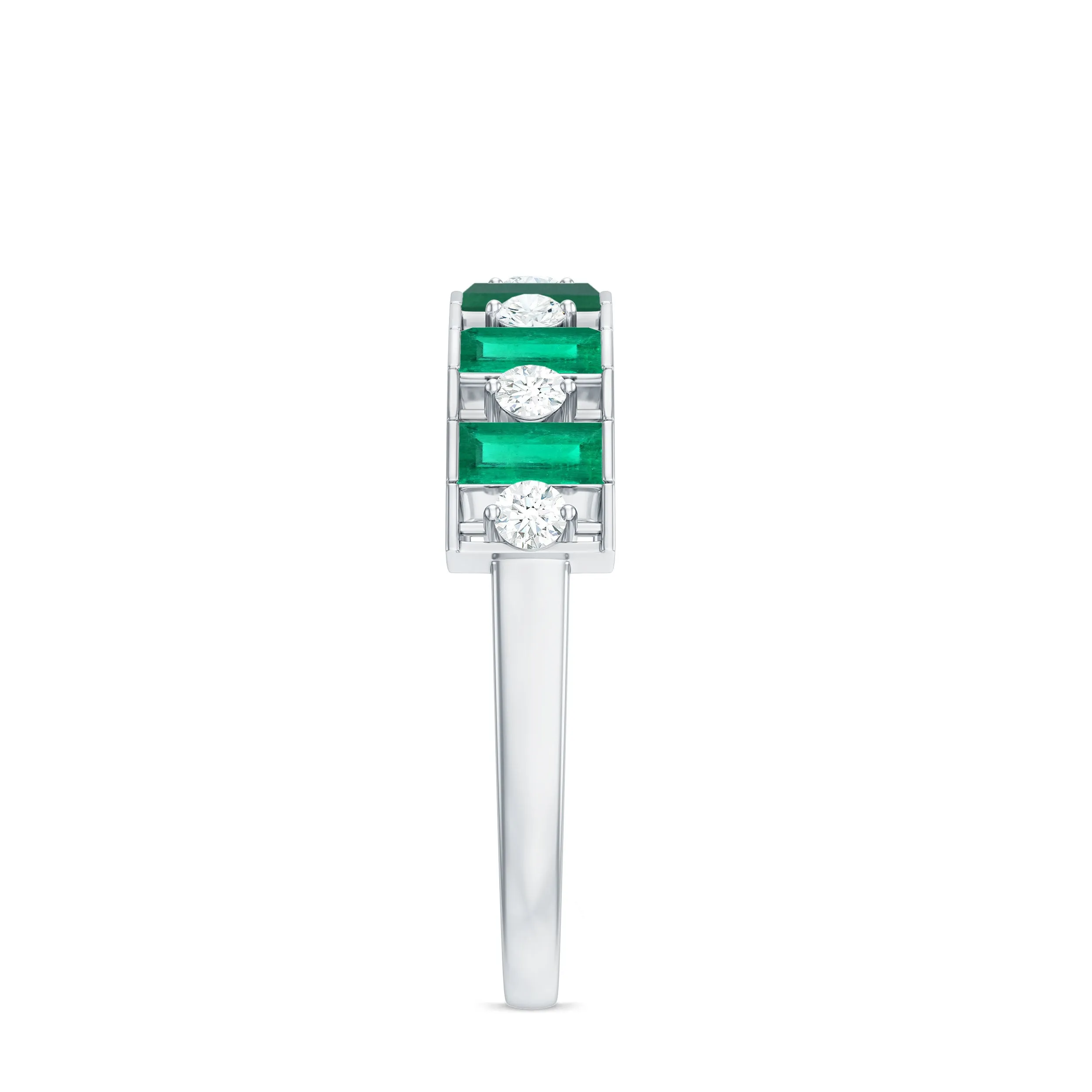 Classic Half Eternity Ring with Emerald and Diamond