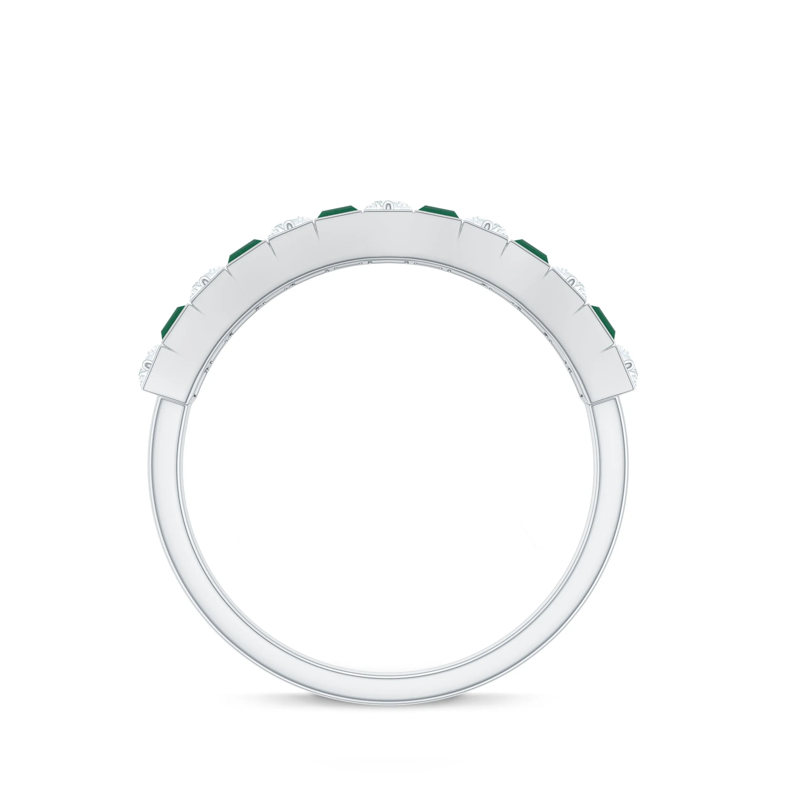 Classic Half Eternity Ring with Emerald and Diamond