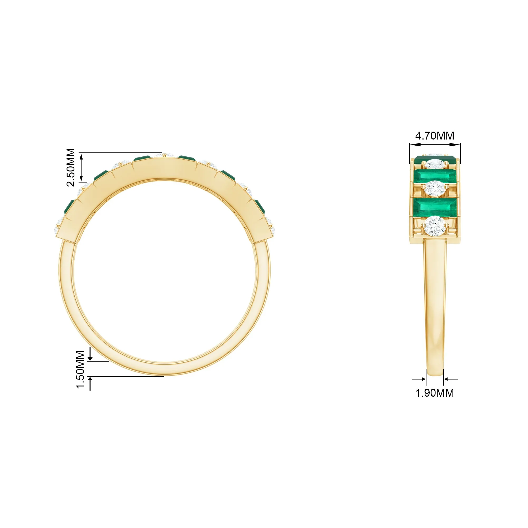 Classic Half Eternity Ring with Emerald and Diamond