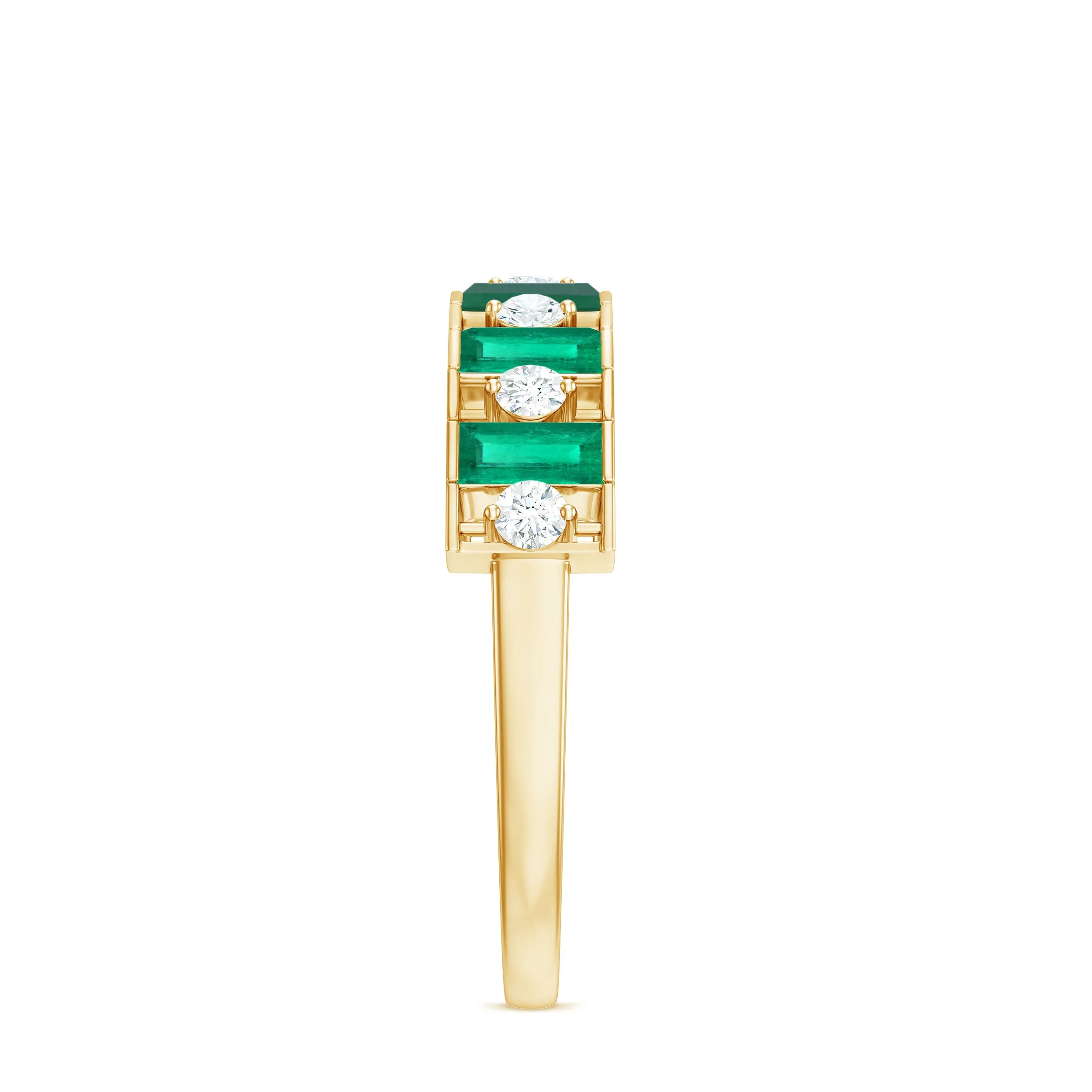 Classic Half Eternity Ring with Emerald and Diamond