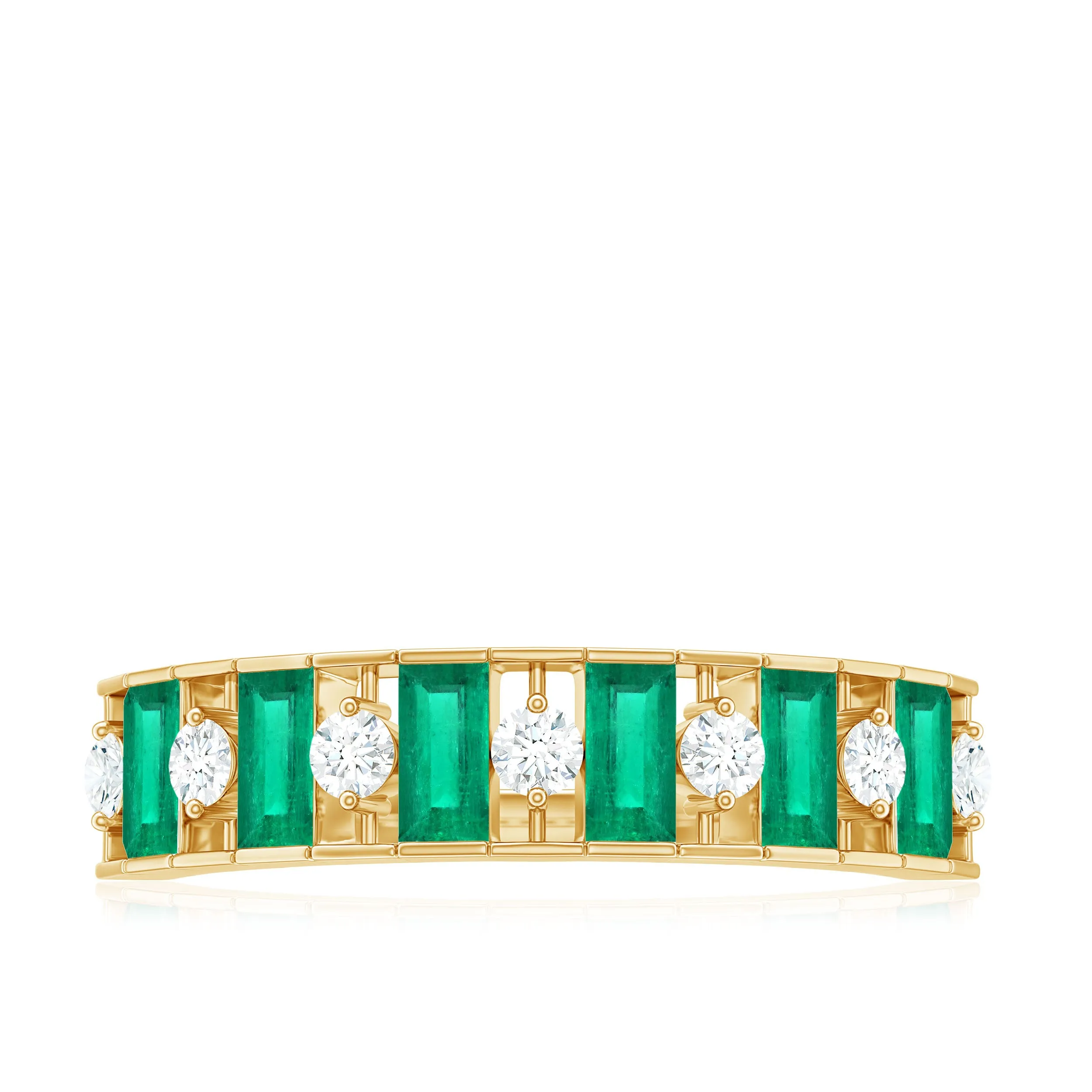 Classic Half Eternity Ring with Emerald and Diamond