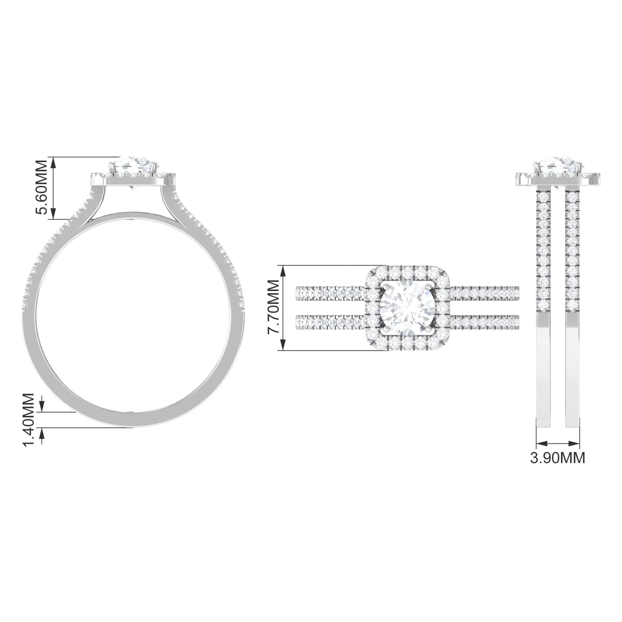 Classic Moissanite Double Band Engagement Ring