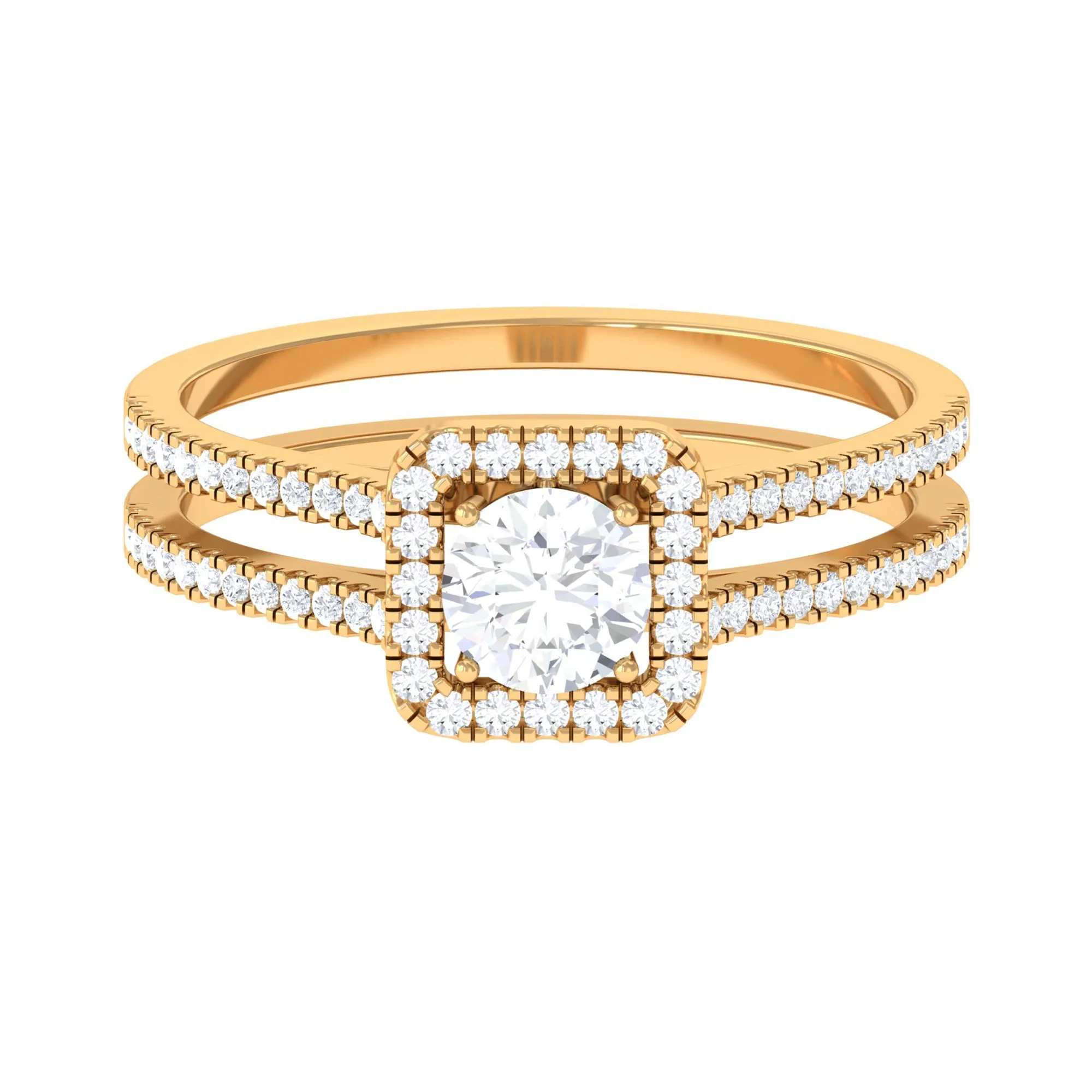 Classic Moissanite Double Band Engagement Ring