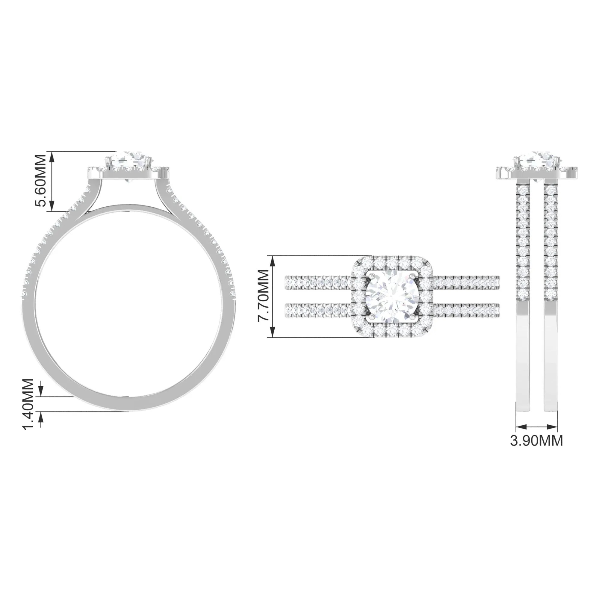 Classic Moissanite Double Band Engagement Ring