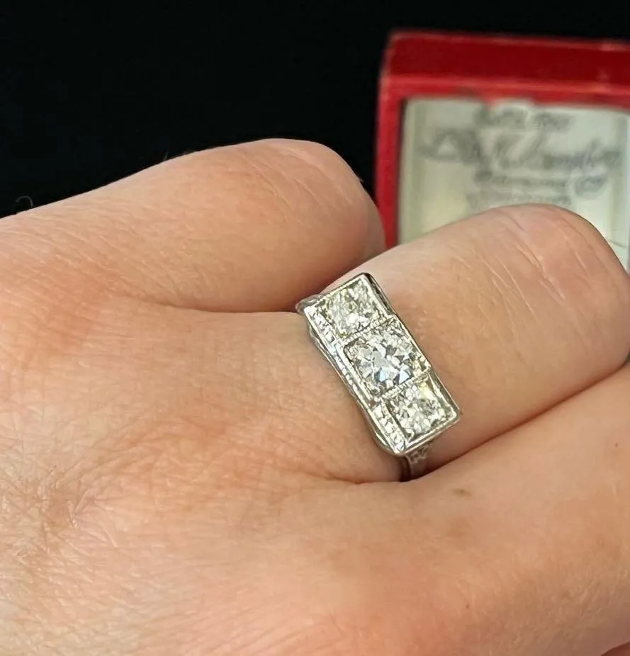 Contemporary Three Stone Diamond Trilogy Ring