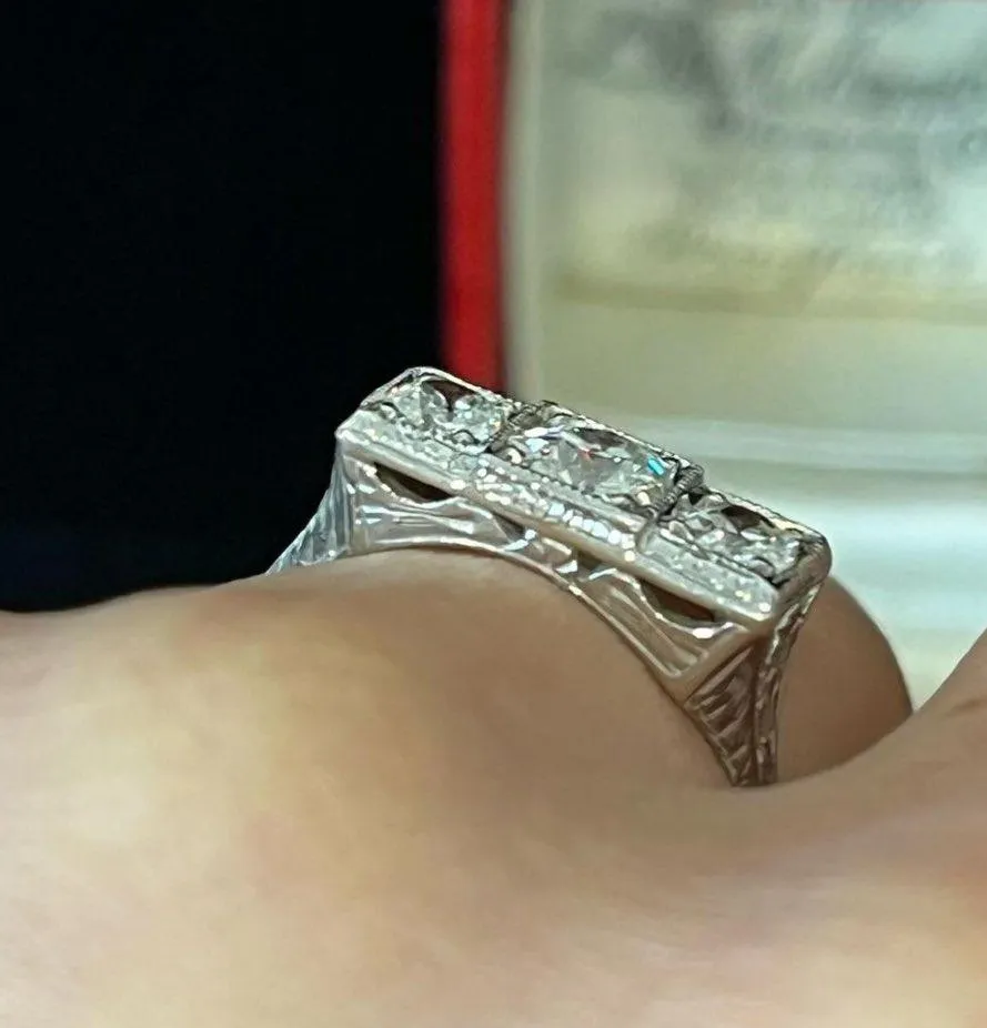 Contemporary Three Stone Diamond Trilogy Ring