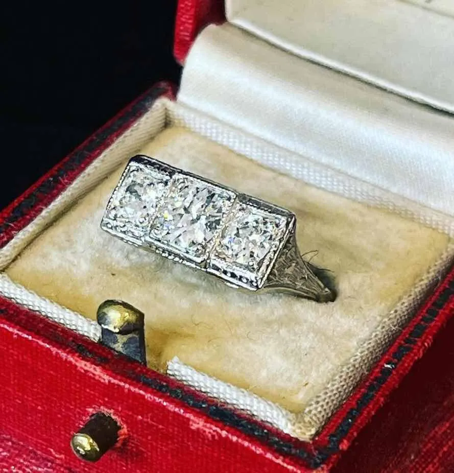 Contemporary Three Stone Diamond Trilogy Ring