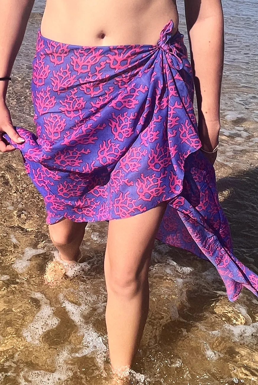 Coral Printed Cotton Sarong Pareo