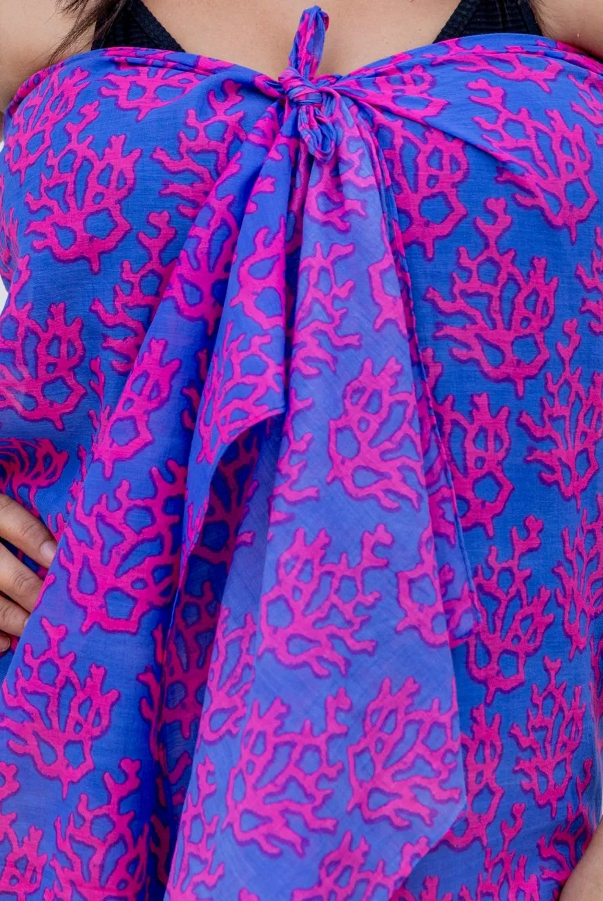 Coral Printed Cotton Sarong Pareo