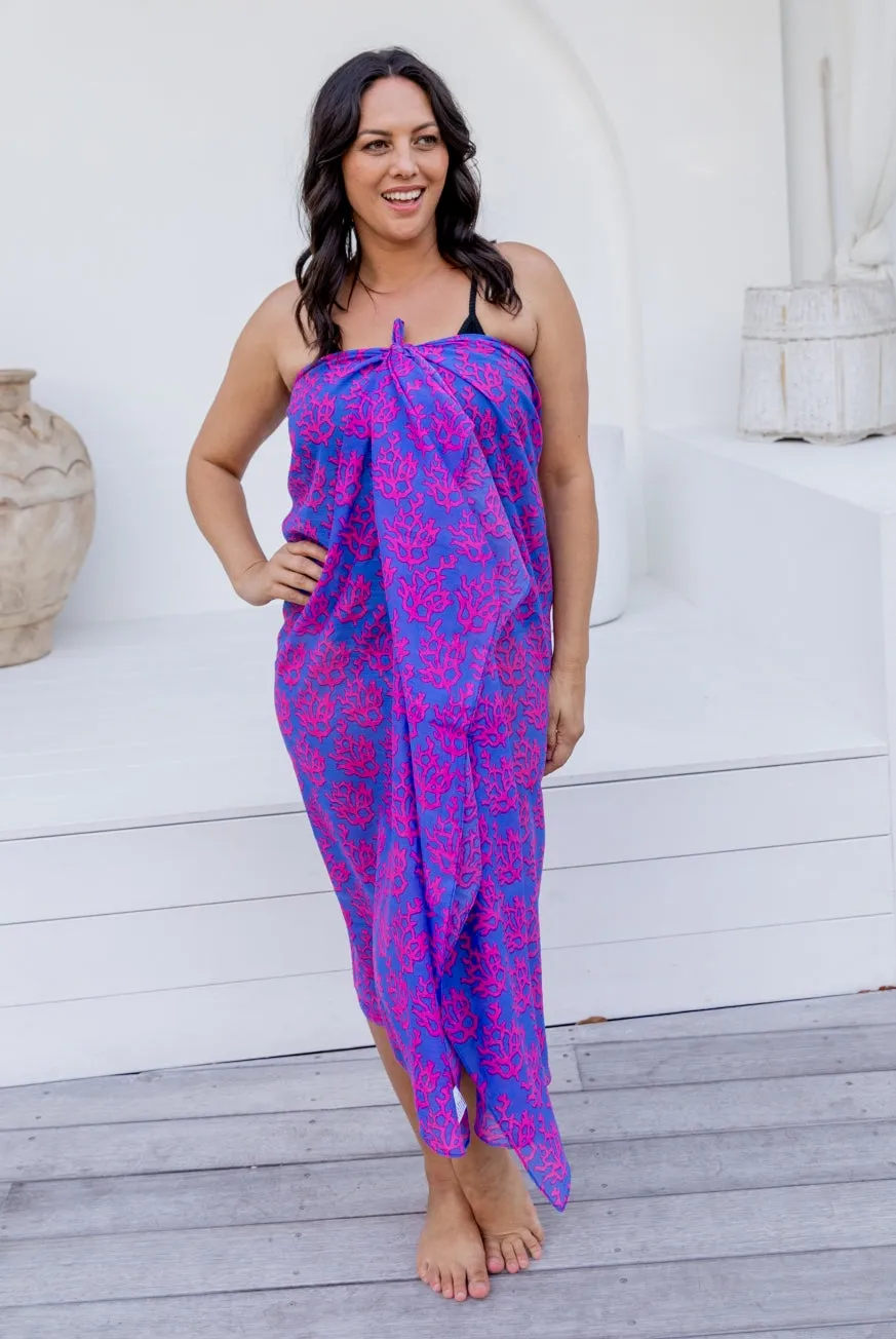 Coral Printed Cotton Sarong Pareo
