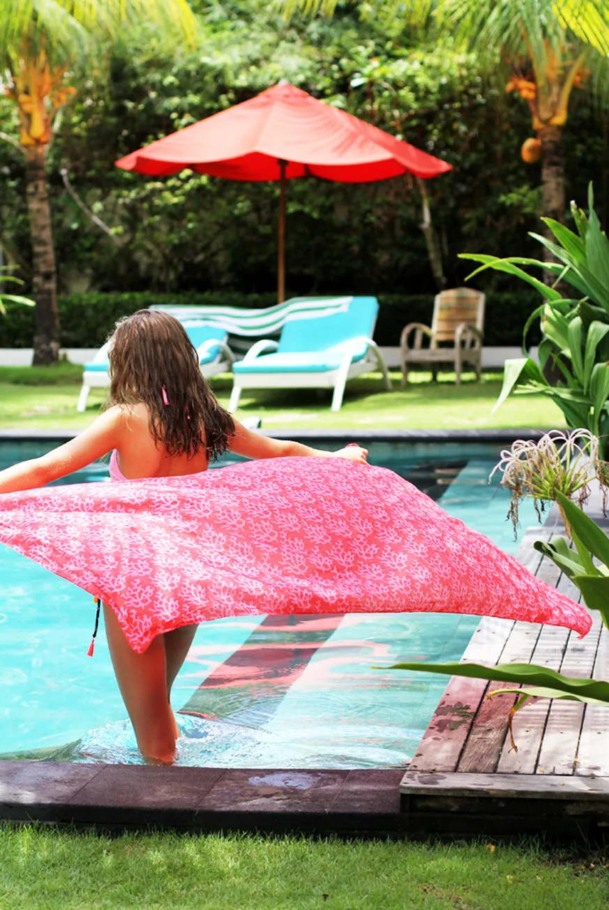 Coral Printed Cotton Sarong Pareo