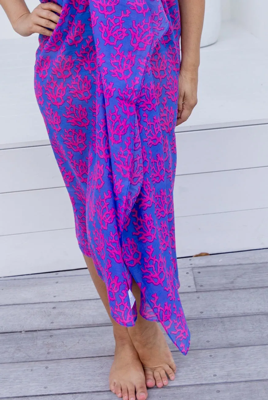 Coral Printed Cotton Sarong Pareo