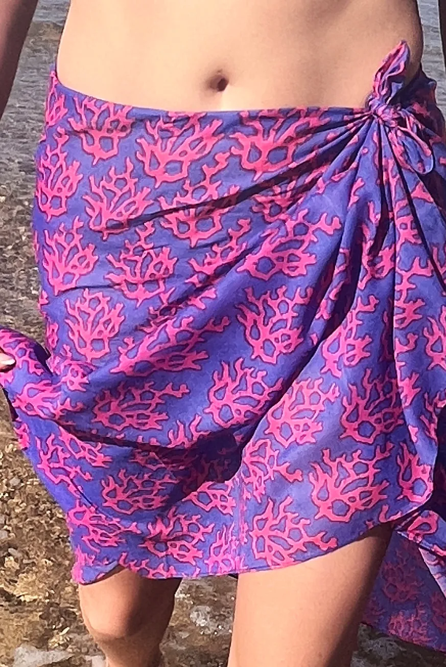Coral Printed Cotton Sarong Pareo