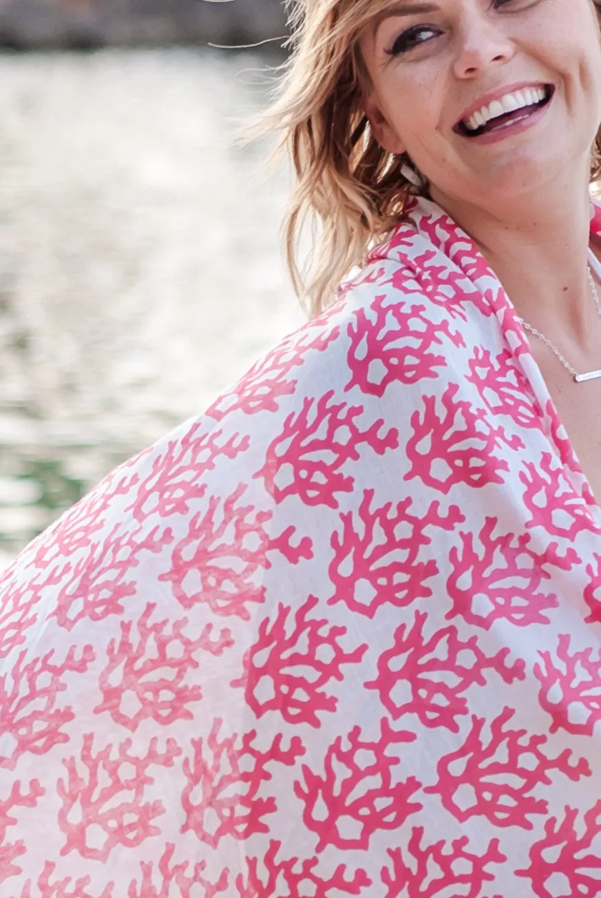Coral Printed Cotton Sarong Pareo