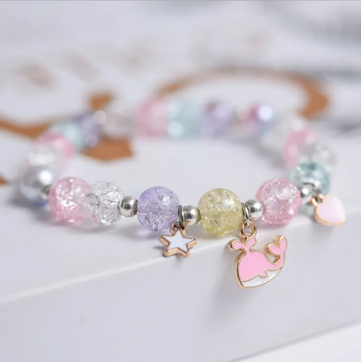 Crystal Beaded Charms Bracelet - Pastels