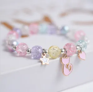Crystal Beaded Charms Bracelet - Pastels