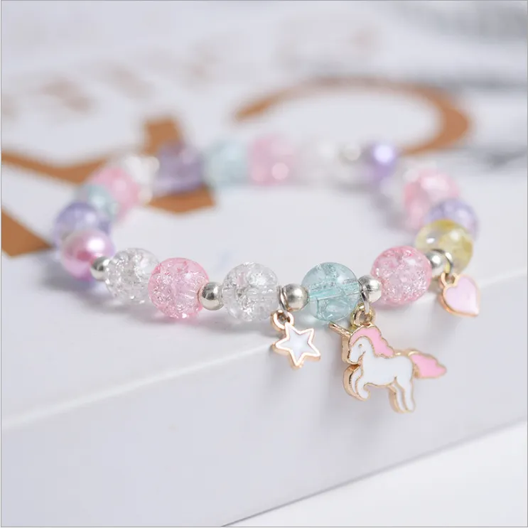 Crystal Beaded Charms Bracelet - Pastels