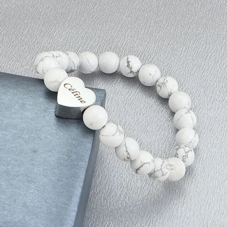 Custom Beaded Bracelet - Personalized Name Bracelet for Men Women - Gift for Him Dad Husband Boyfriend - Fathers Day Christmas Birthday ID Bracelet