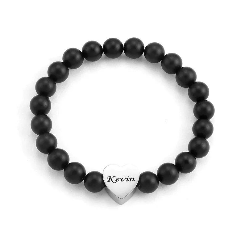 Custom Beaded Bracelet - Personalized Name Bracelet for Men Women - Gift for Him Dad Husband Boyfriend - Fathers Day Christmas Birthday ID Bracelet