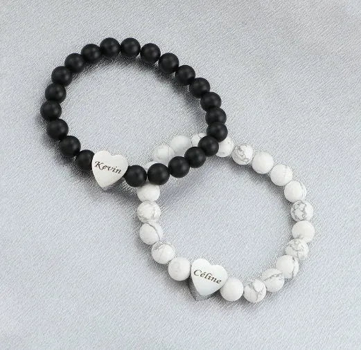 Custom Beaded Bracelet - Personalized Name Bracelet for Men Women - Gift for Him Dad Husband Boyfriend - Fathers Day Christmas Birthday ID Bracelet