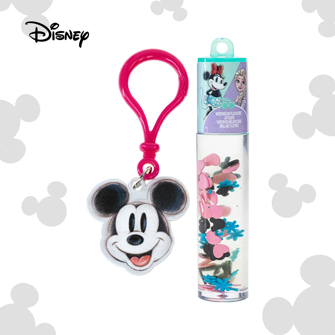 Disney 100 Lip Gloss with Mickey Mouse Keychain – Plant Based Makeup Toys for Kids Ages 3 years and Up
