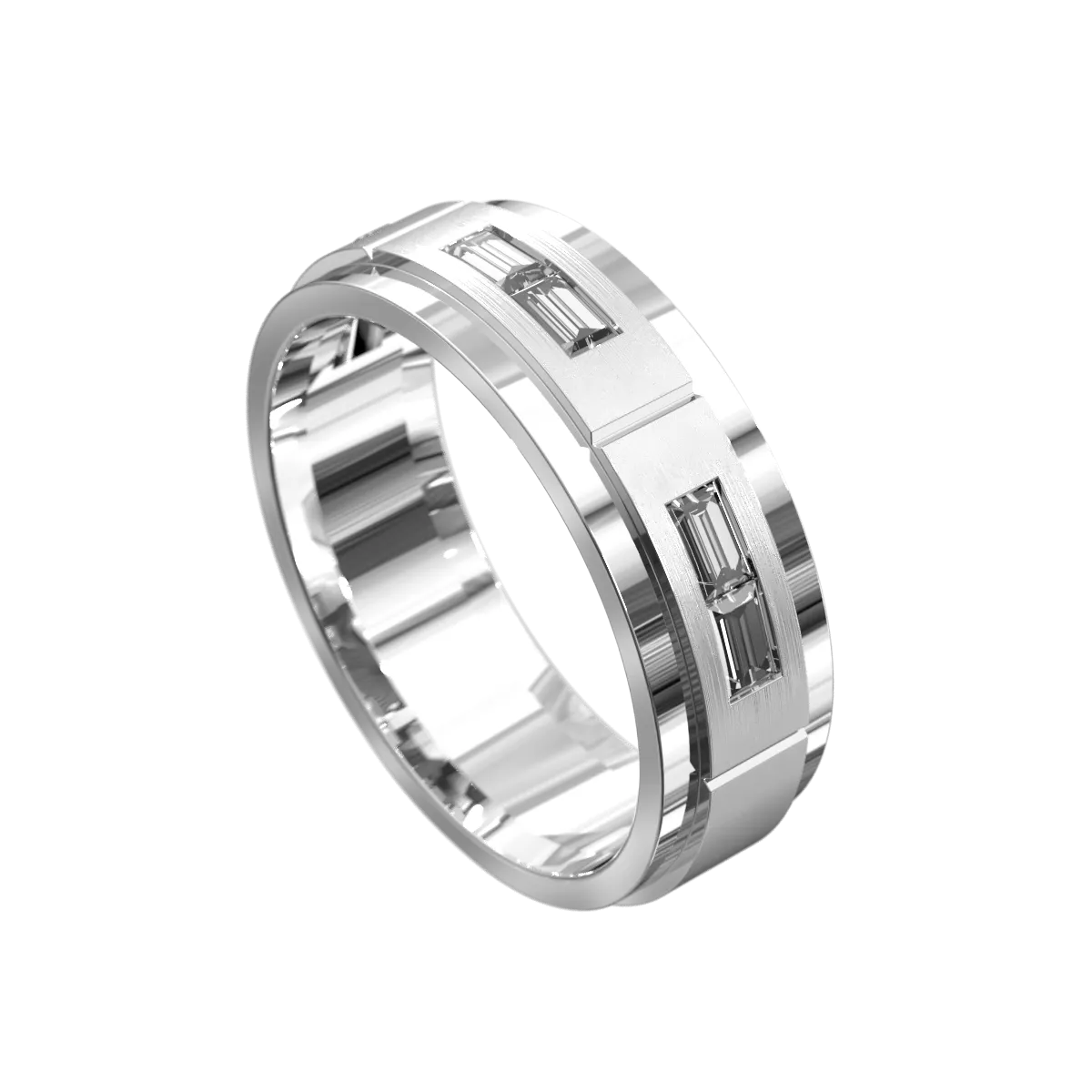 Double Emerald Polished & Matt Ring