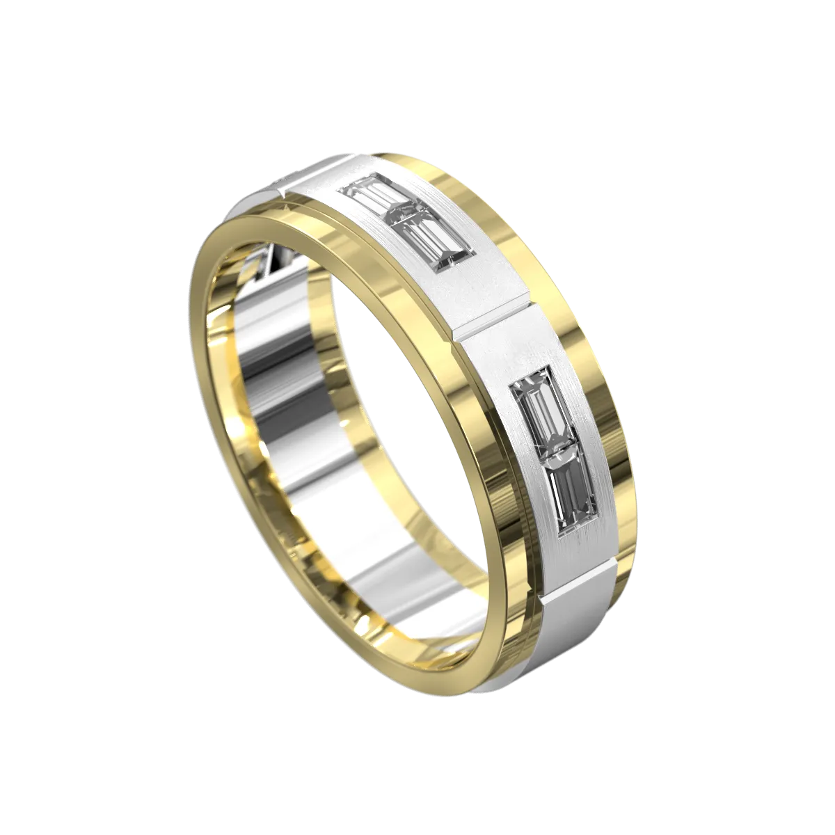Double Emerald Polished & Matt Ring
