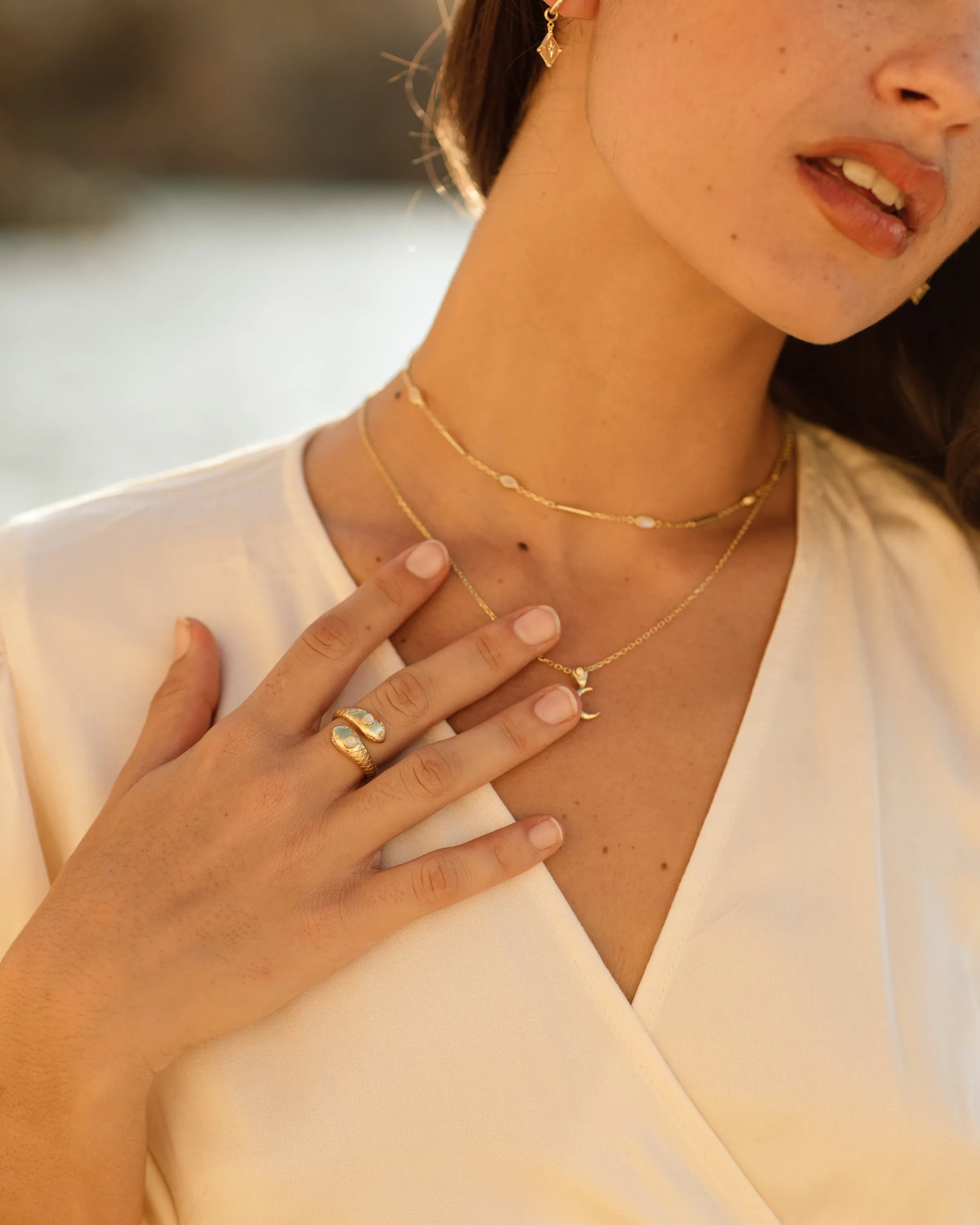 Double Headed Serpent 14K Gold Vermeil Ring