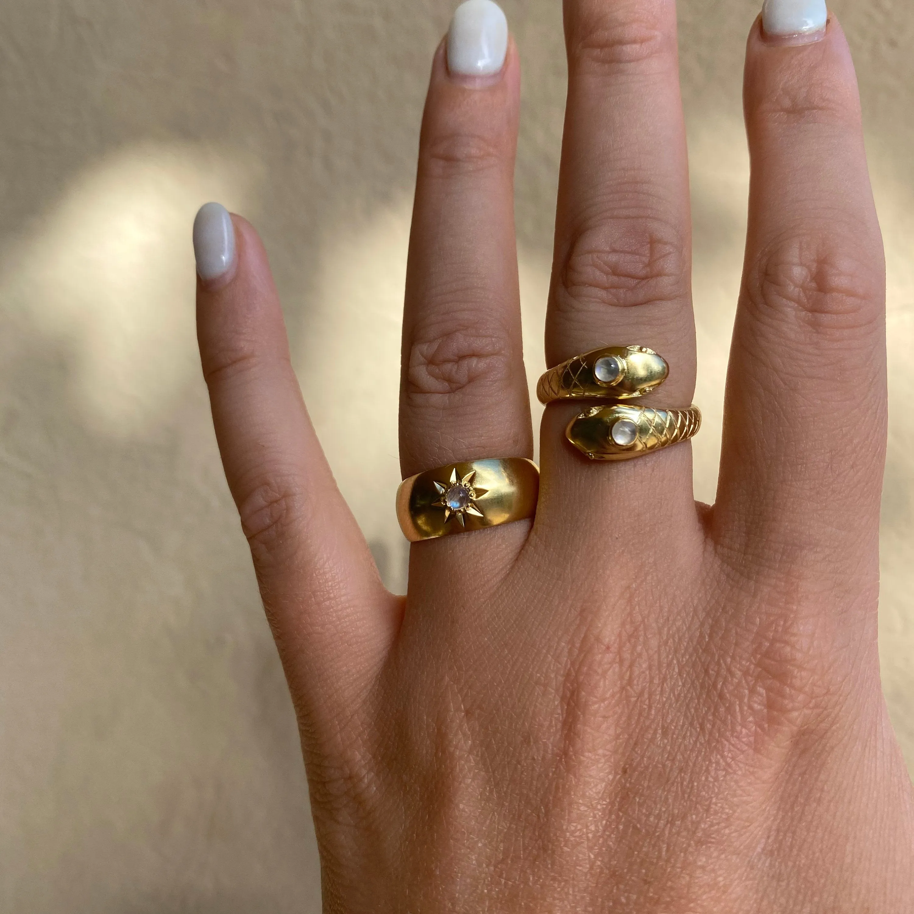 Double Headed Serpent 14K Gold Vermeil Ring