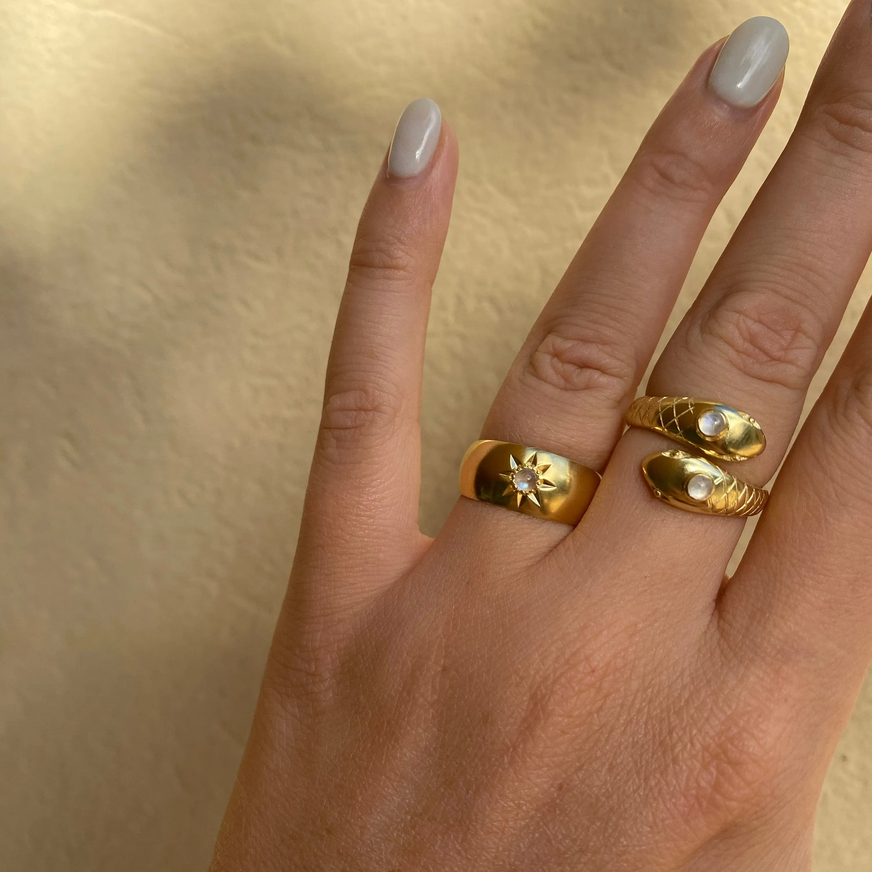 Double Headed Serpent 14K Gold Vermeil Ring