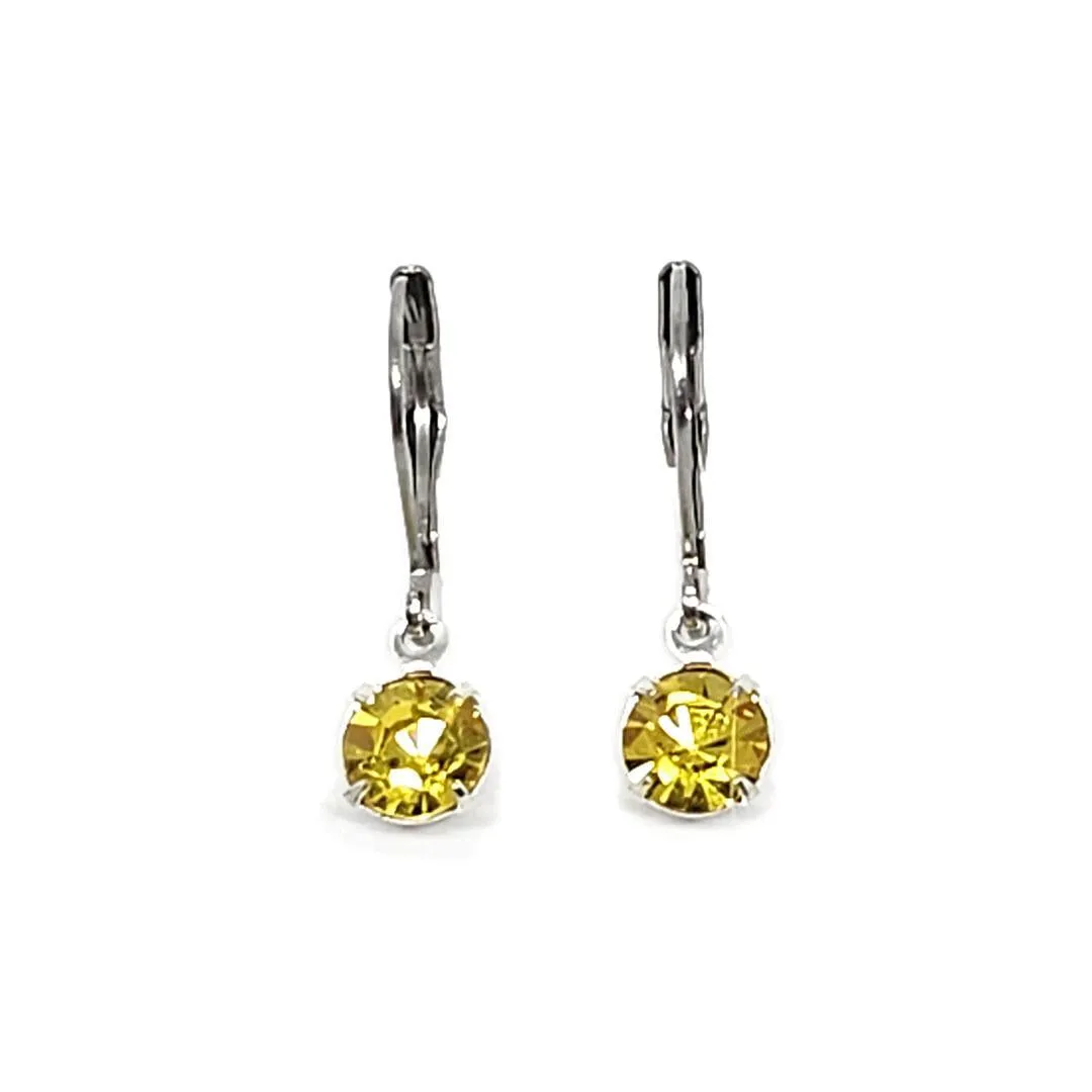 Earrings - Tiny Rhinestone Drops - Greens (Steel) by Christine Stoll | Altered Relics