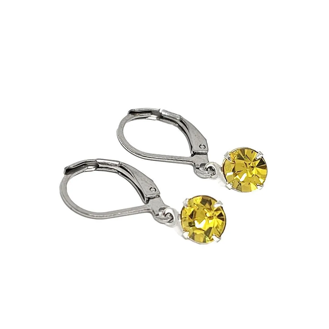 Earrings - Tiny Rhinestone Drops - Greens (Steel) by Christine Stoll | Altered Relics