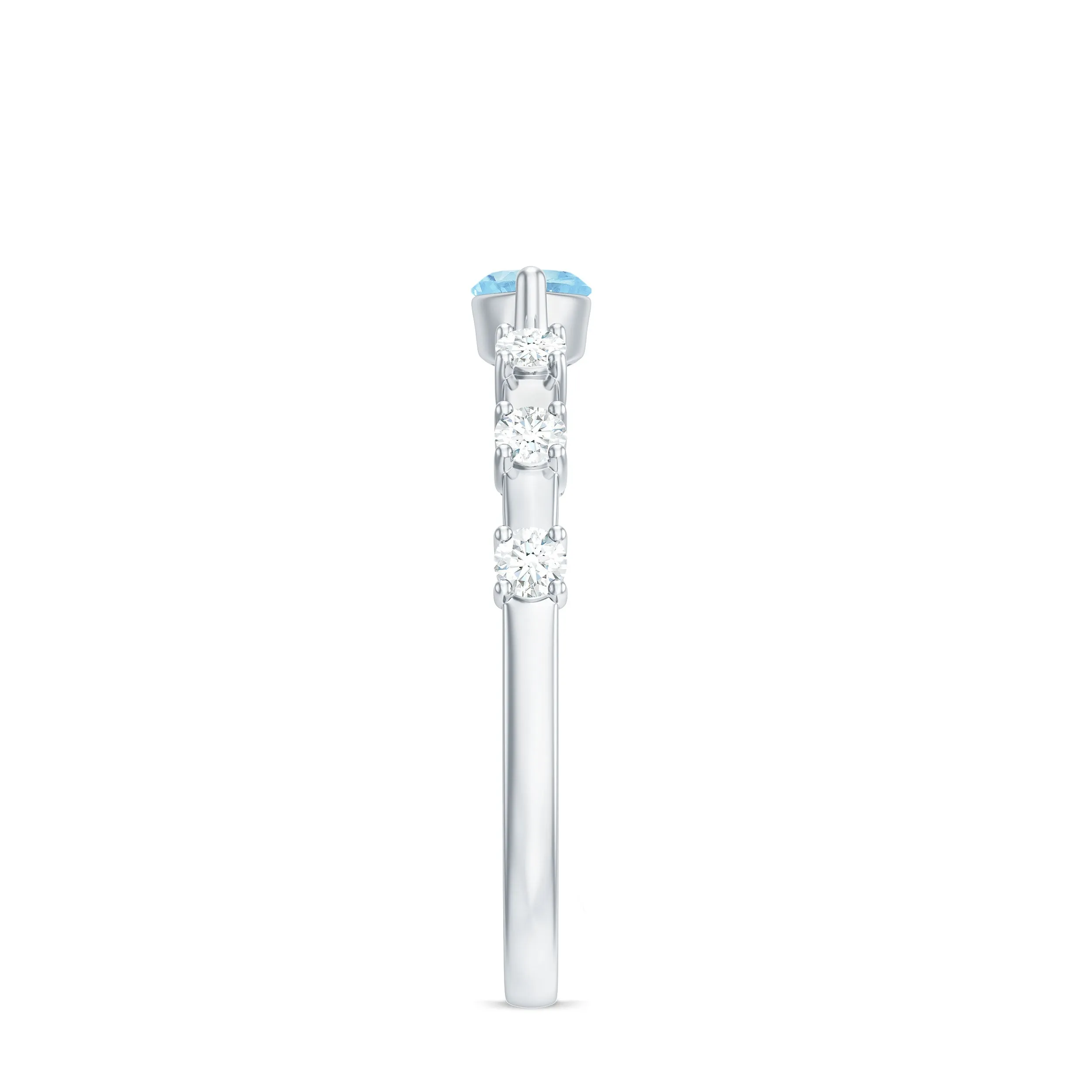 East West Marquise Aquamarine and Diamond Engagement Ring