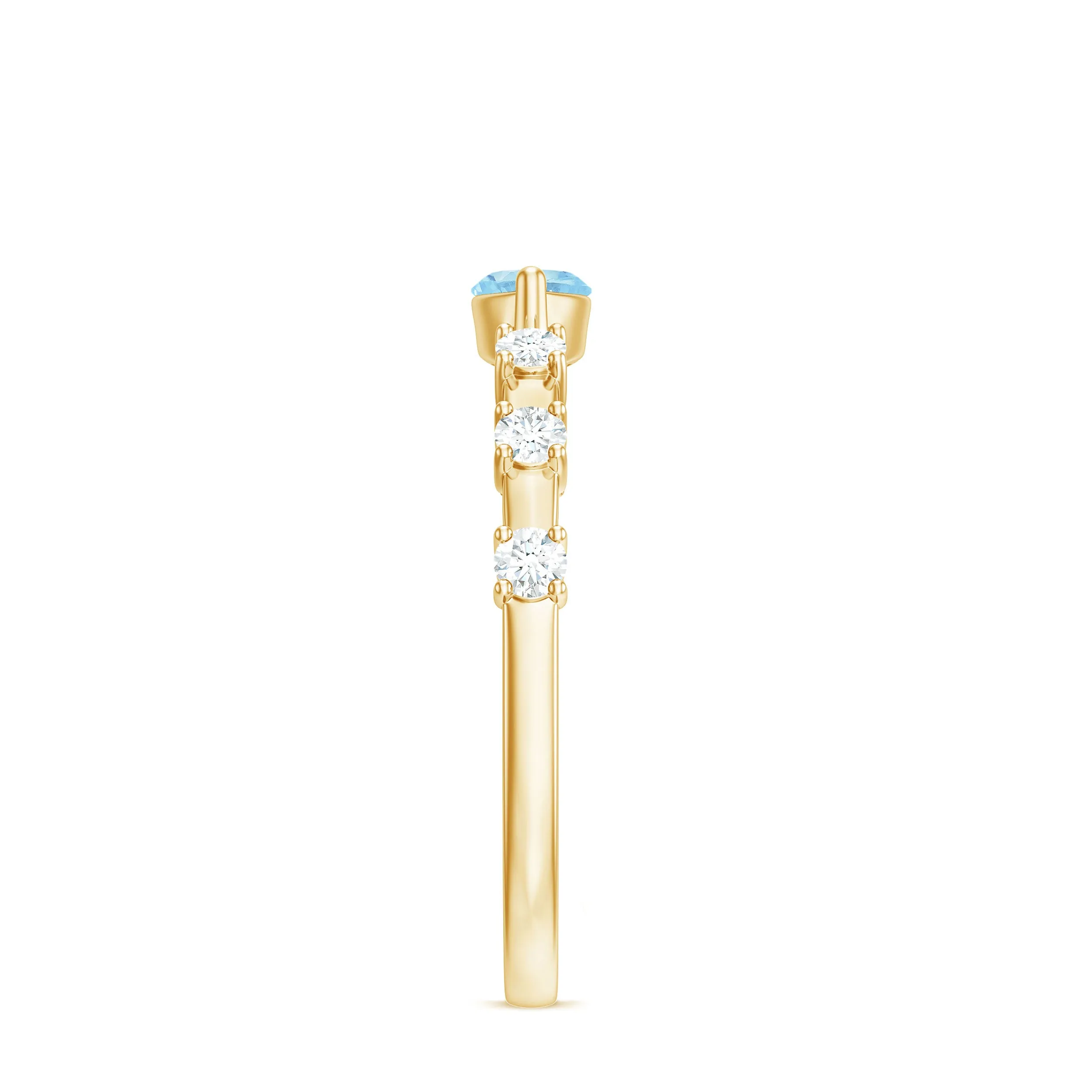 East West Marquise Aquamarine and Diamond Engagement Ring