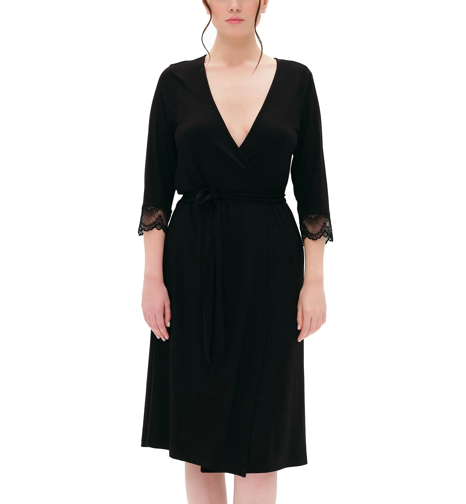effetto Bamboo Basics 3/4 Sleeve Robe (02105) - Black
