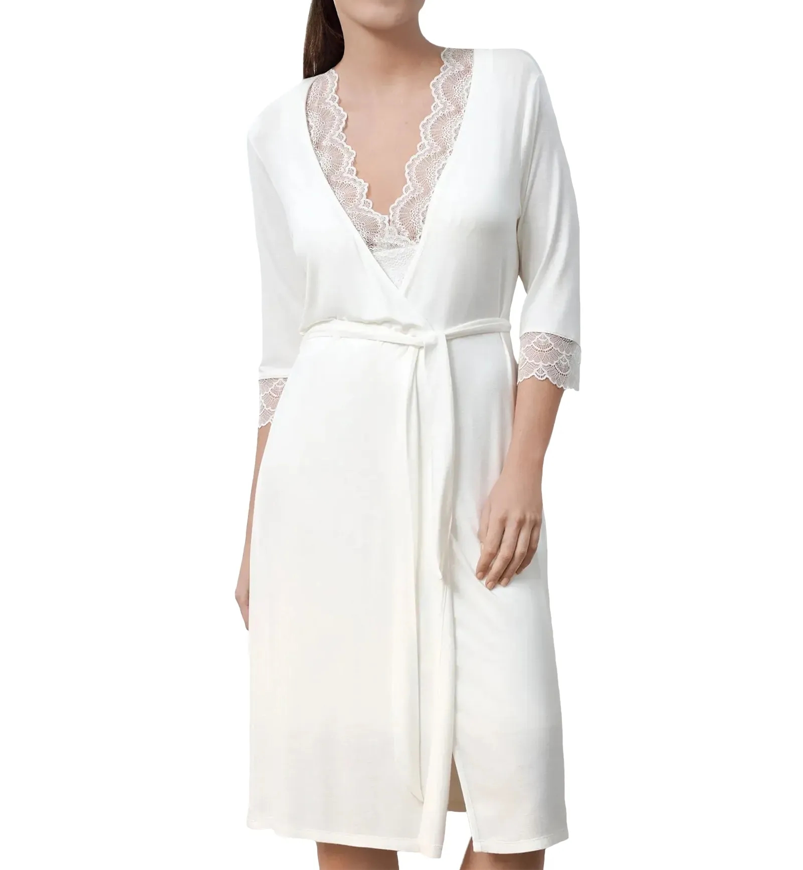 effetto Bamboo Basics 3/4 Sleeve Robe (02105) - Ivory