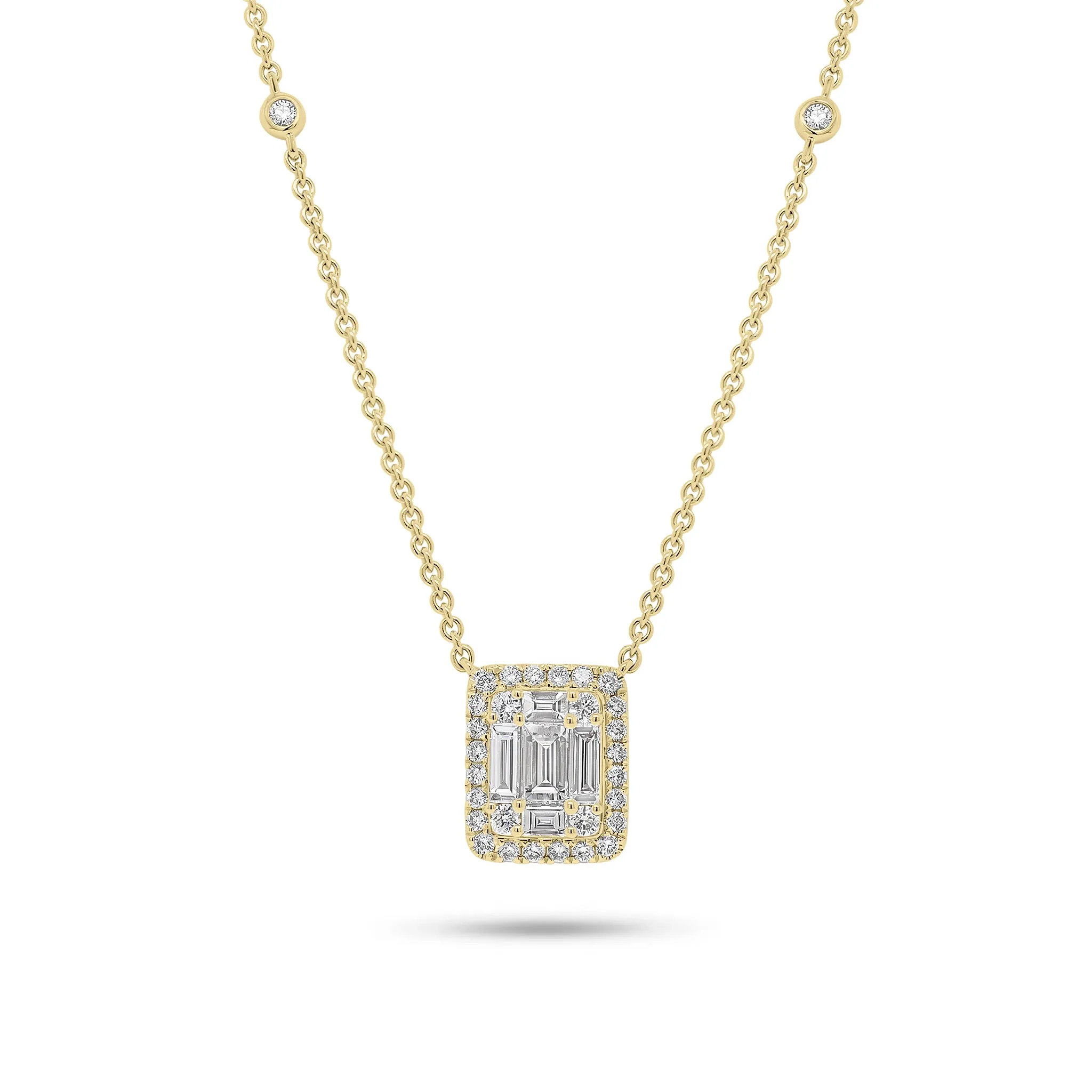 Emerald-Cut Diamond Illusion Pendant Necklace