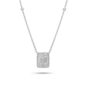 Emerald-Cut Diamond Illusion Pendant Necklace