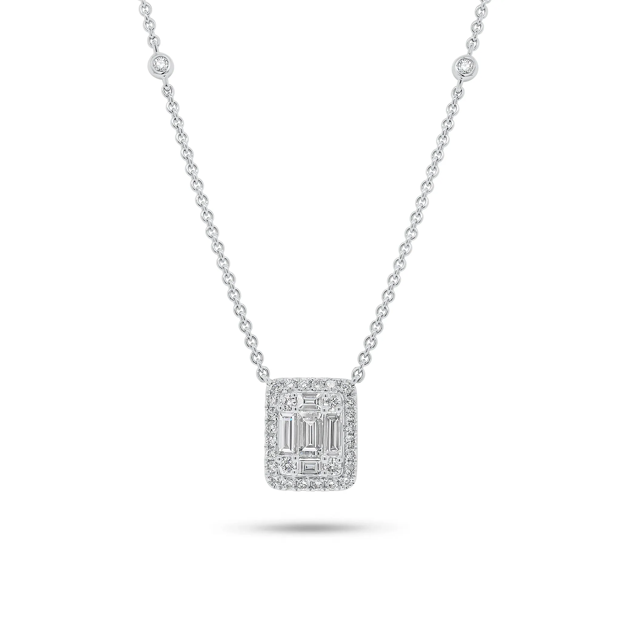 Emerald-Cut Diamond Illusion Pendant Necklace