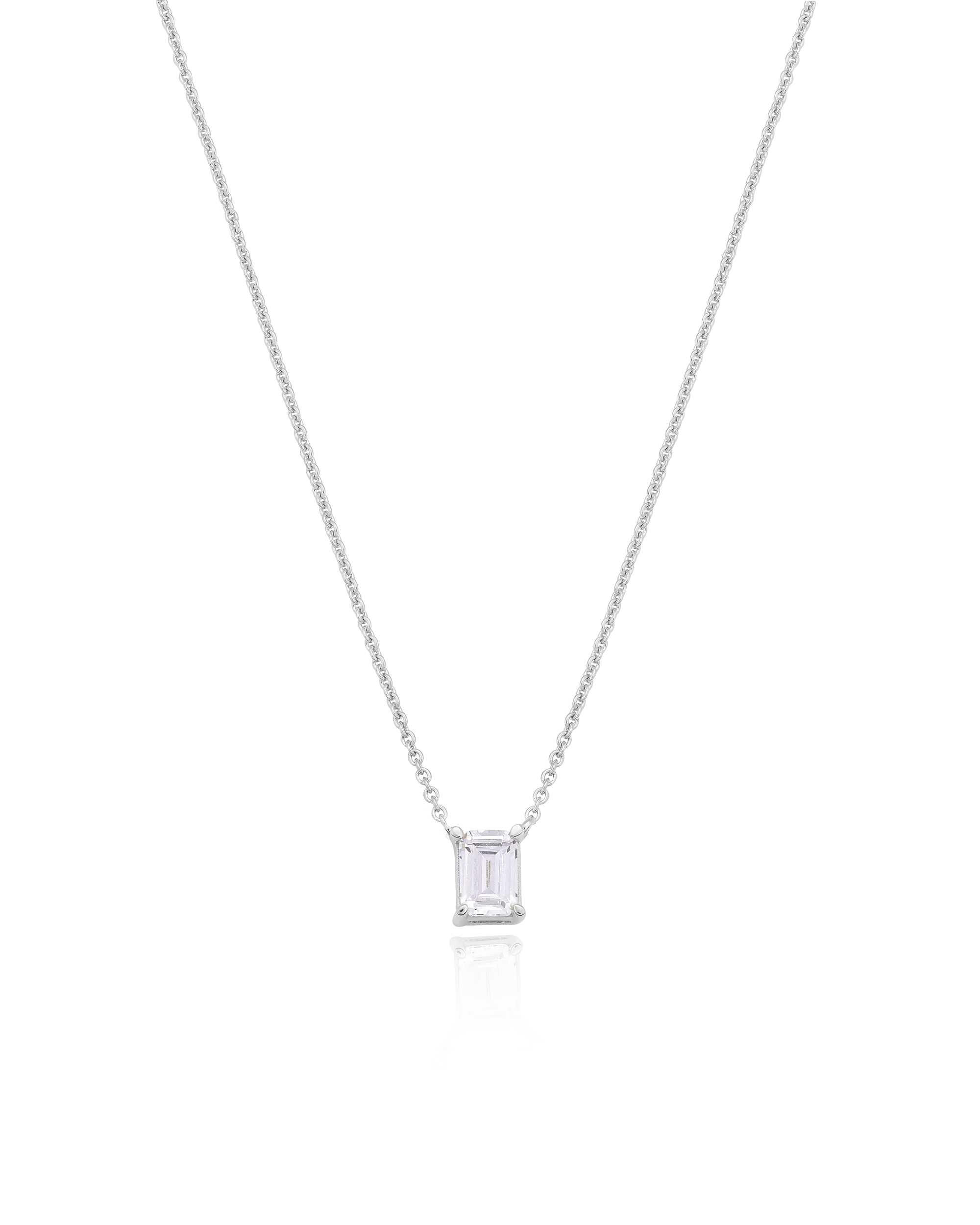 Emerald Solitaire Diamond Necklace - 18K Rose Vermeil