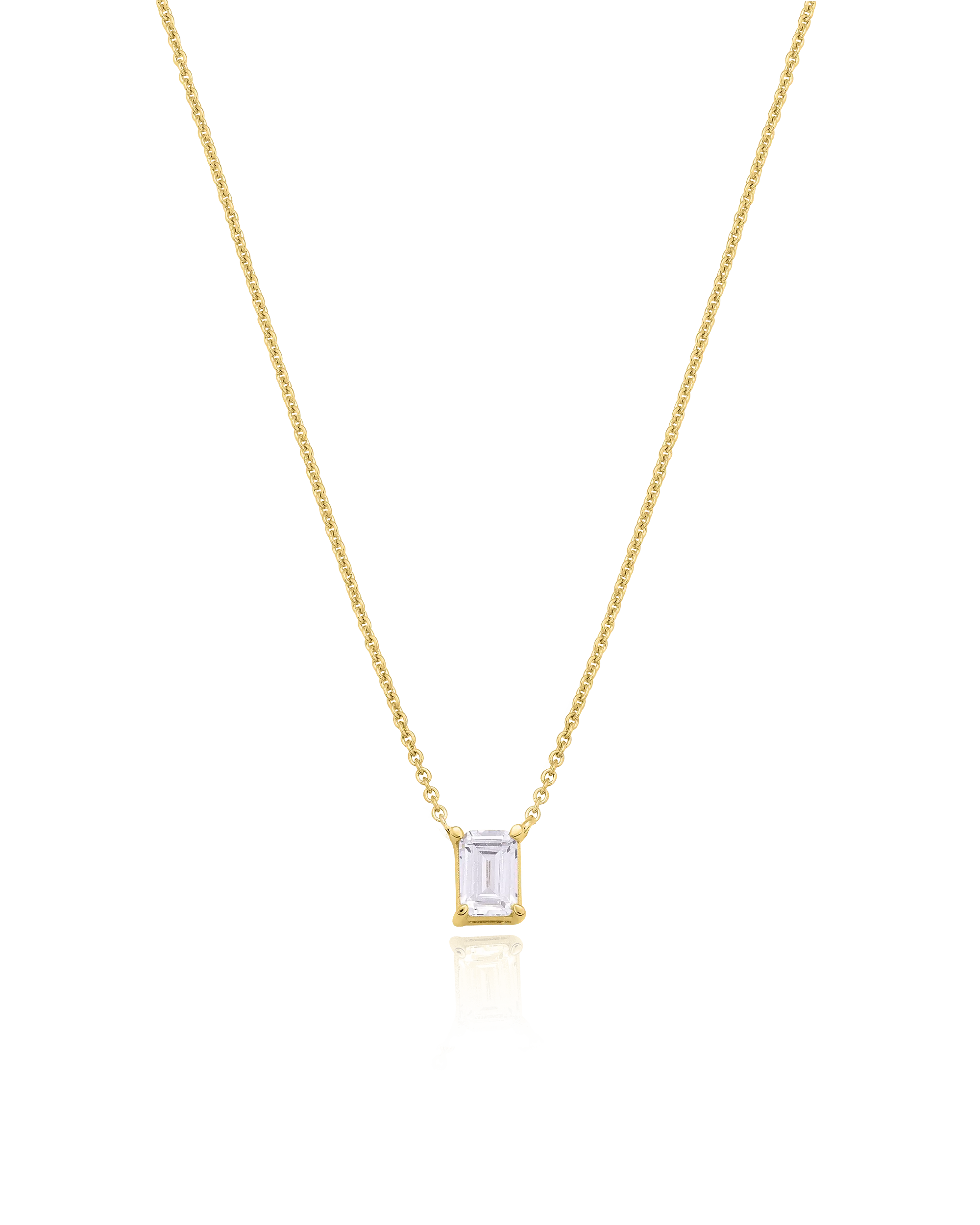 Emerald Solitaire Diamond Necklace - 18K Rose Vermeil